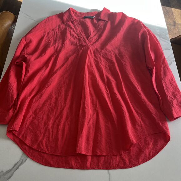 Mint Velvet Coral Collared Tunic Blouse V Neck Long Sleeve Women's Size XL EUC - Picture 1 of 11